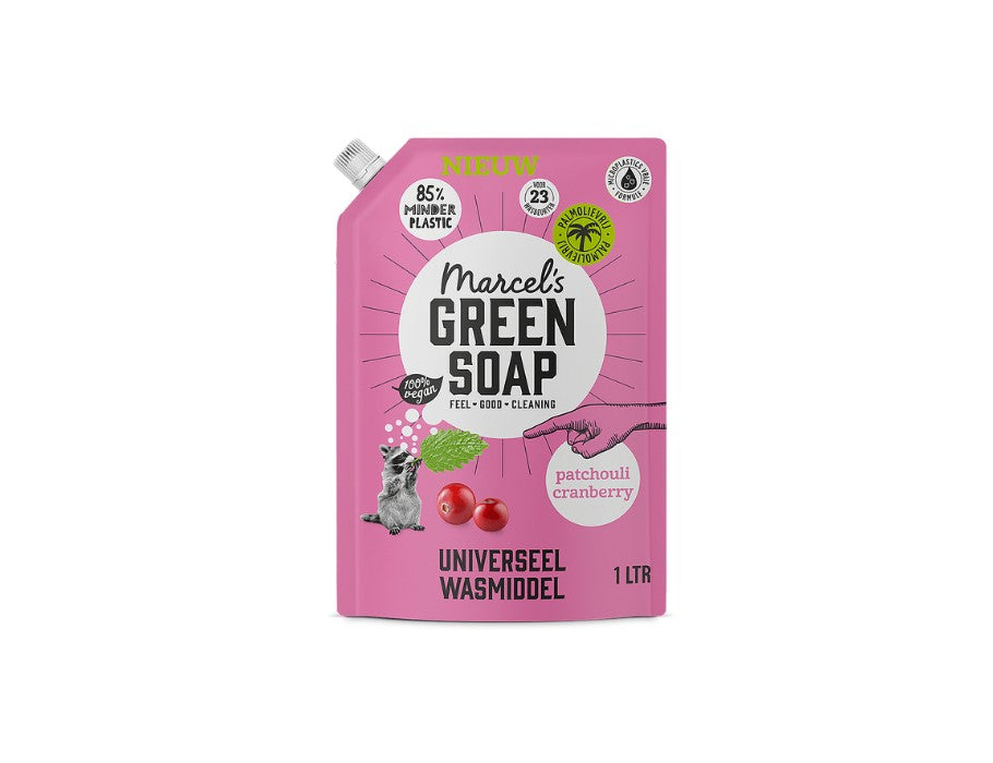 Marcels Green Soap Wasmiddel Patchouli & Cranberry Navulzak - 1L